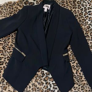 Forever 21 black blazer with gold zippers in front/back and on sleeves!